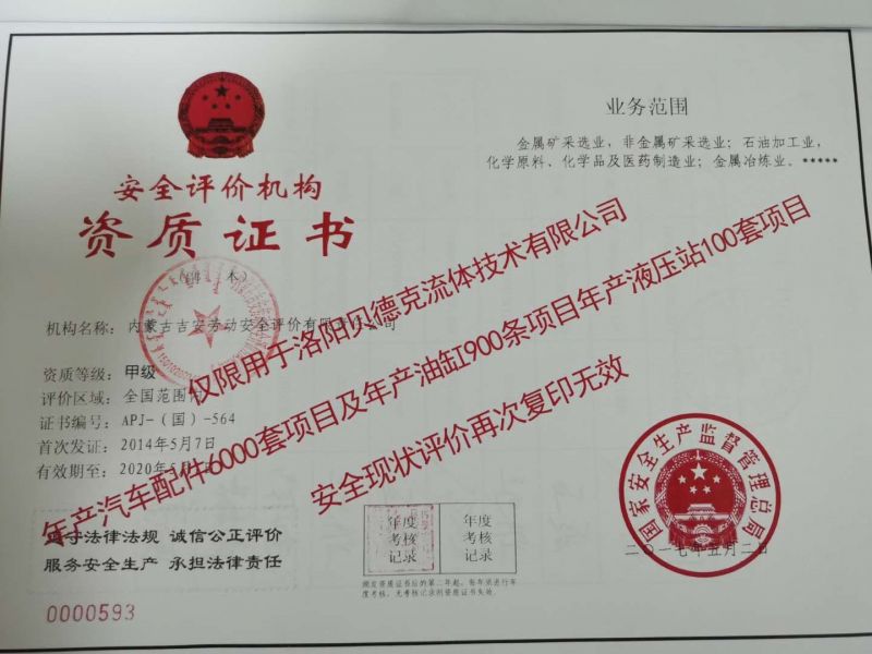 安全评价机构资质证书